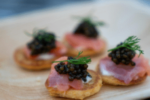 Caviar topped on small bites