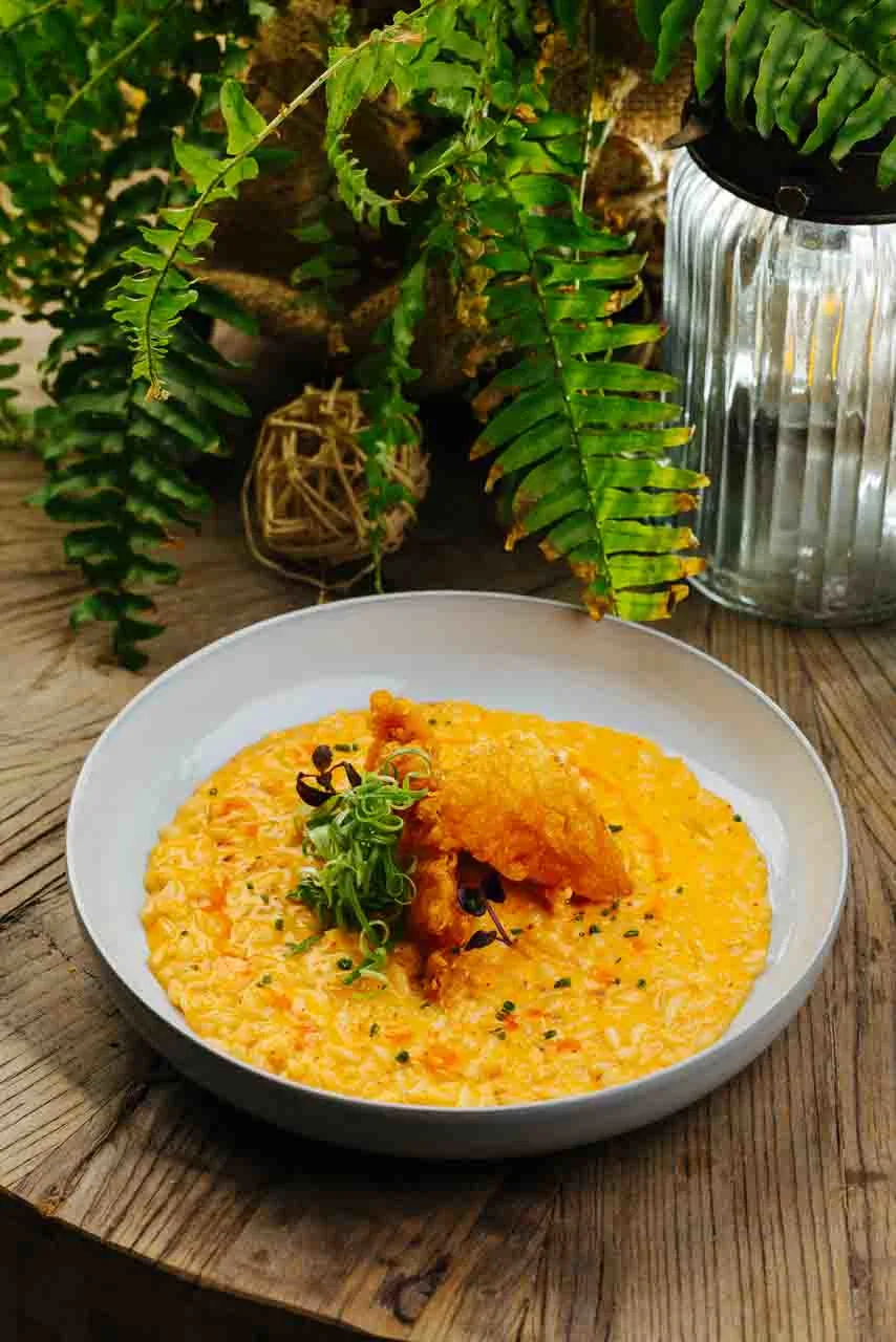 A plate of kimchi risotto 