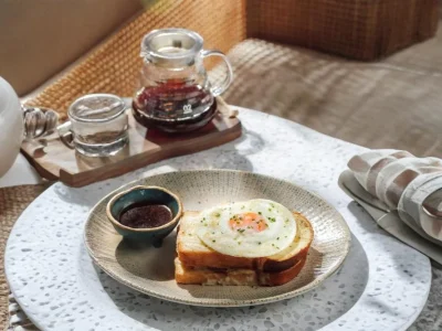 Bohox breakfast of toast and egg
