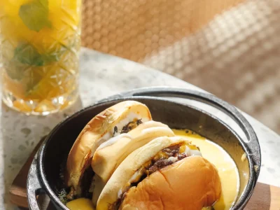 Bohox lunch dish with drink