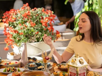 lady enjoying Ramadan meal at BohoX
